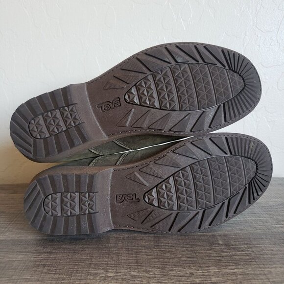 Teva Ellery Ankle Waterproof Distressed Leather Boots Olive Green Sz Women's 6.5 - Picture 11 of 12